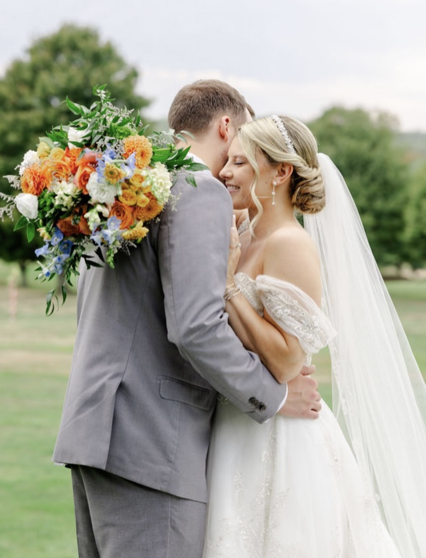 Bride and groom portrait during a fall wedding in Fairfield County, Connecticut