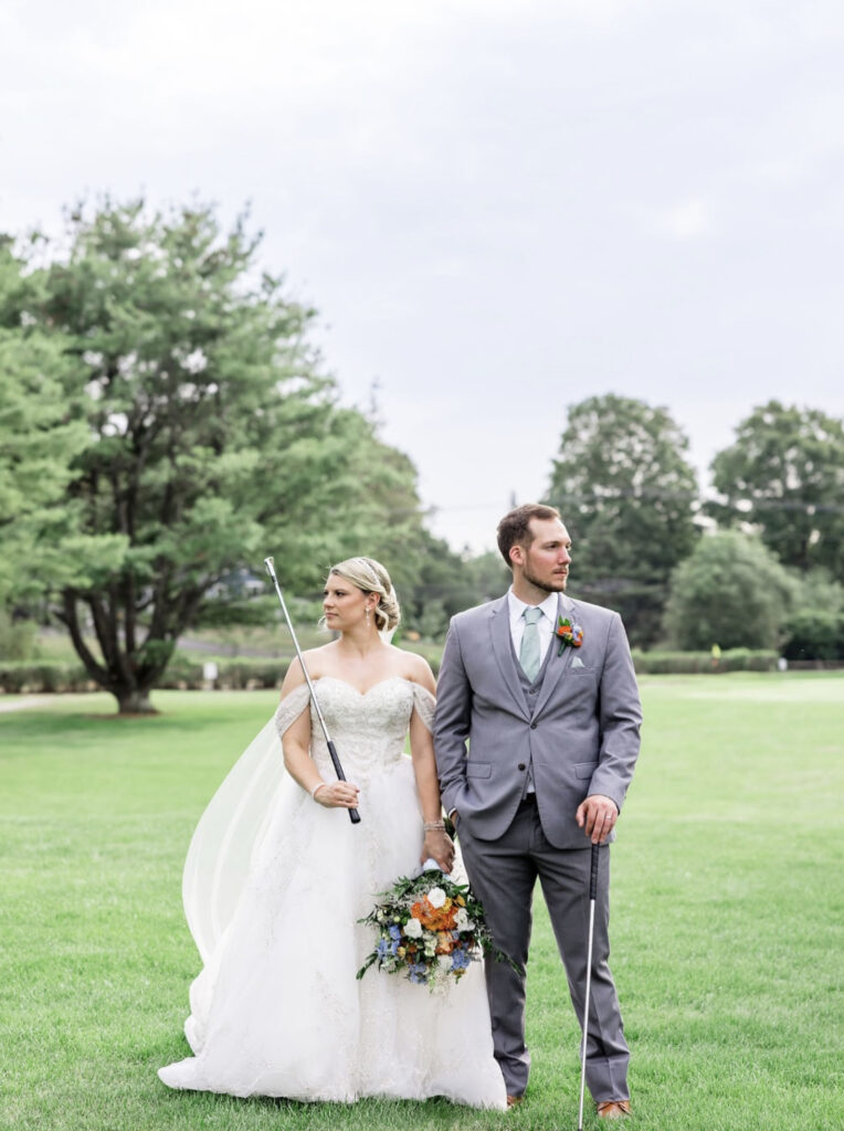 Bride and groom portrait during a fall wedding in Fairfield County, Connecticut