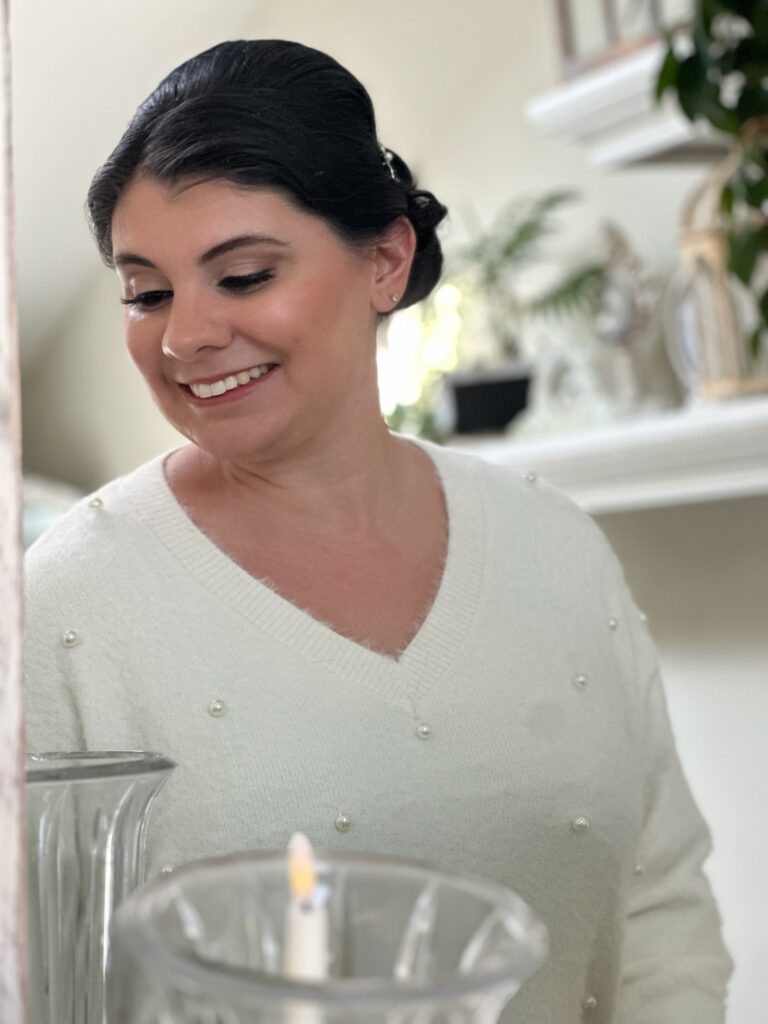 Bride with glowing wedding makeup in Fairfield County